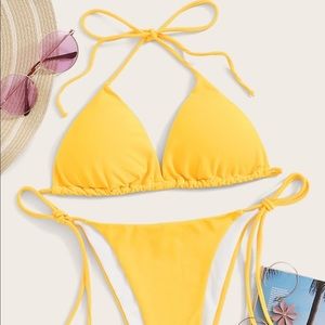 Yellow string bikini
